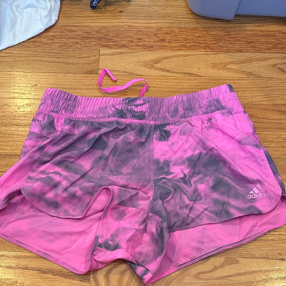 Adidas Women's Pink and Black Athletic Shorts